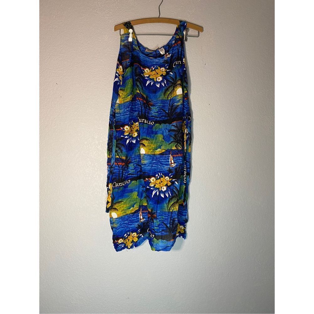 New five parrots womens small swimsuit cover dress blue‎ tropical summer dress